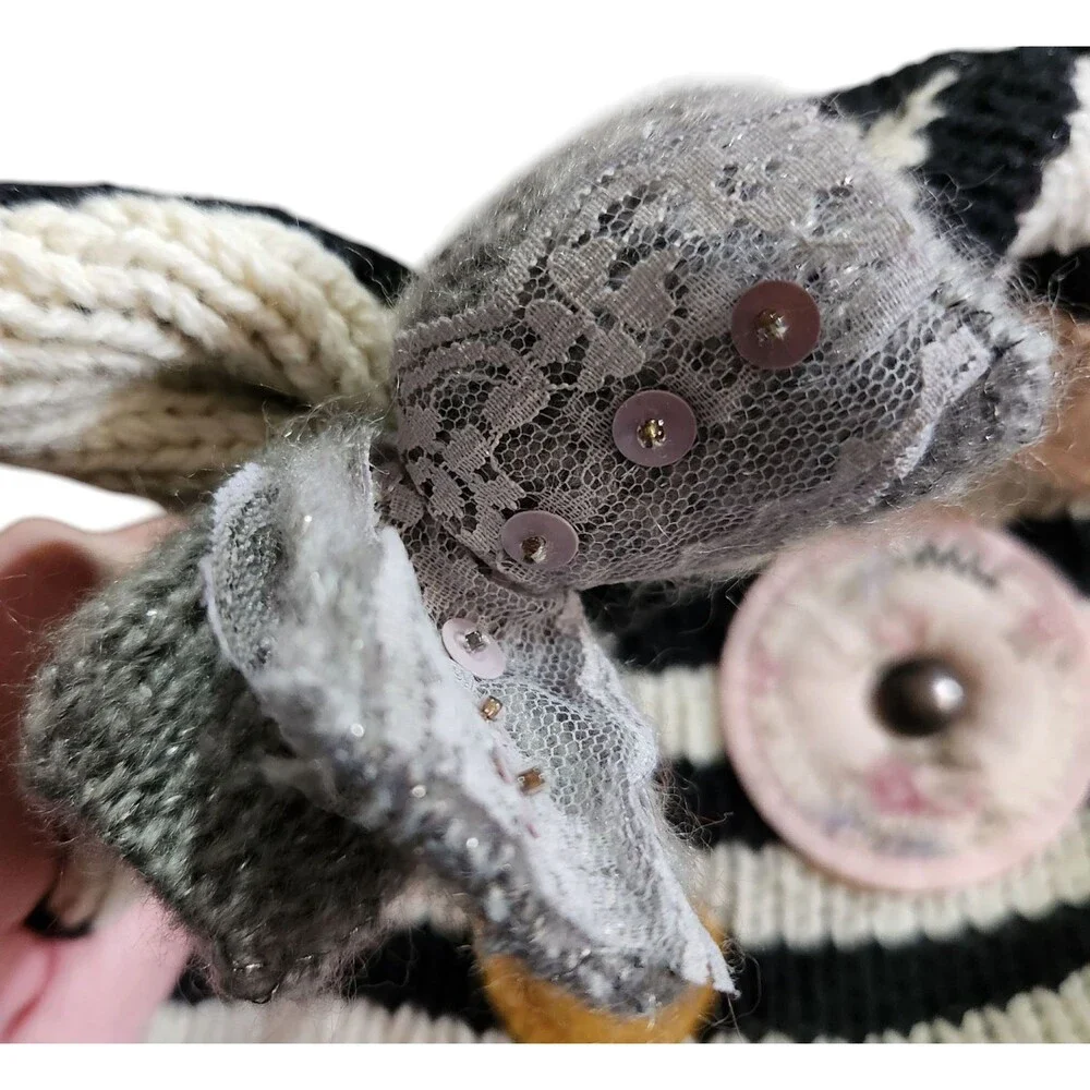 American Rag Cie Knit Beanie Striped Bird Fleece Lined Tassles Girls One Size